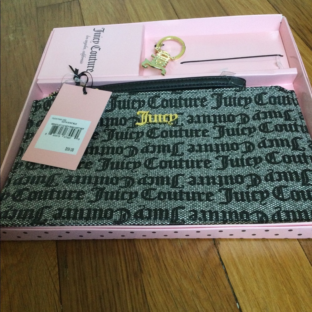 Juicy Couture wristlet and key chain set
